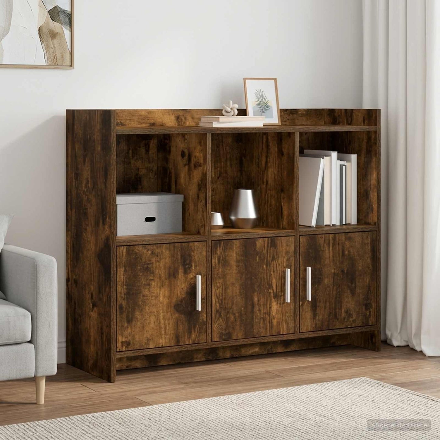 vidaXL Πλαϊνό γραφείο Καπνισμένο Ξύλο Δρυός 98,5 x 33 x 80 εκ