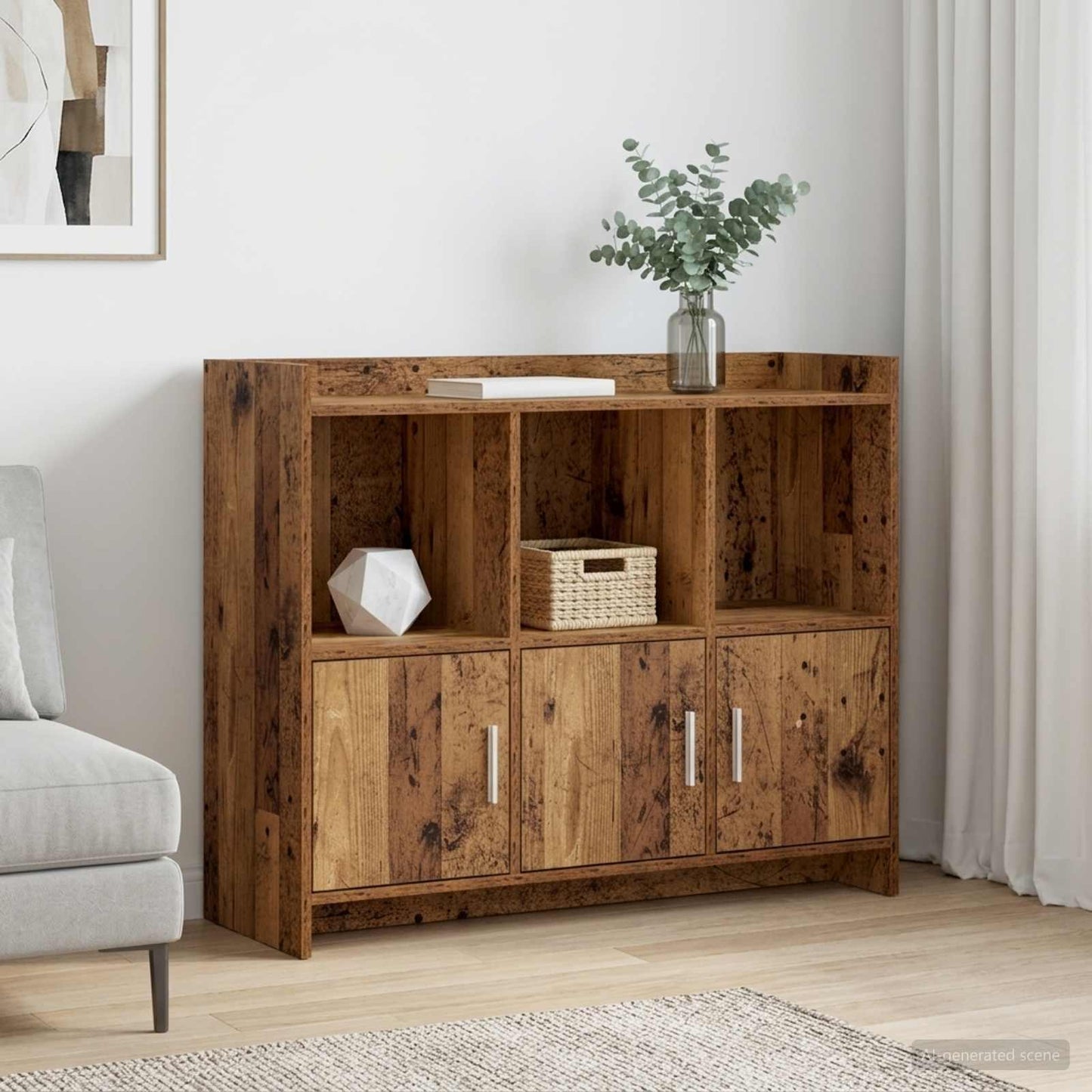 vidaXL Πλαϊνό γραφείο Παλαιωμένο ξύλο 98,5 x 33 x 80 εκ