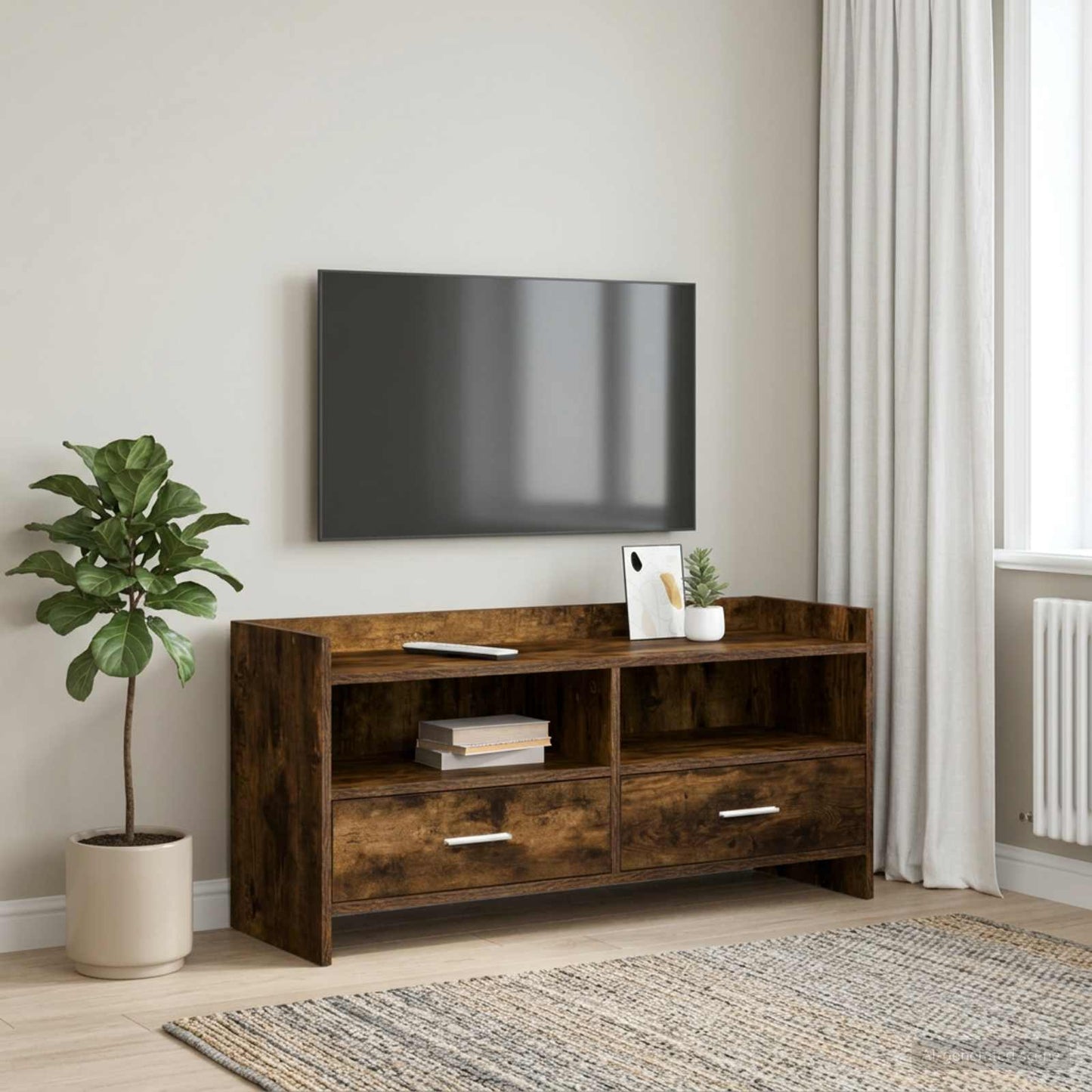 vidaXL Ντουλάπι TV 100 x 33 x 47 εκ Καπνισμένο Ξύλο Δρυός