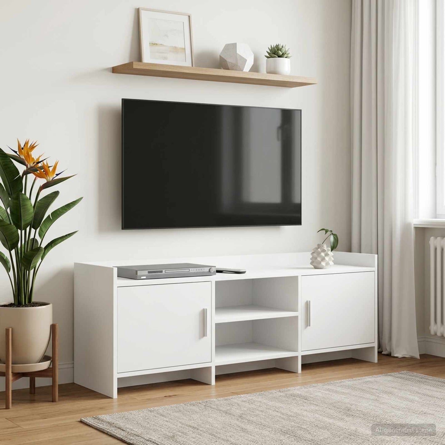 vidaXL Ντουλάπι TV 130 x 33 x 47 εκ Λευκό Επεξεργασμένο Ξύλο