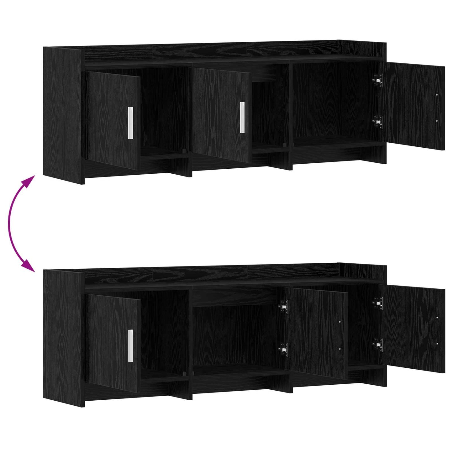 vidaXL Ντουλάπι TV 130 x 33 x 47 εκ Μαύρη Δρυς Επεξεργασμένο Ξύλο
