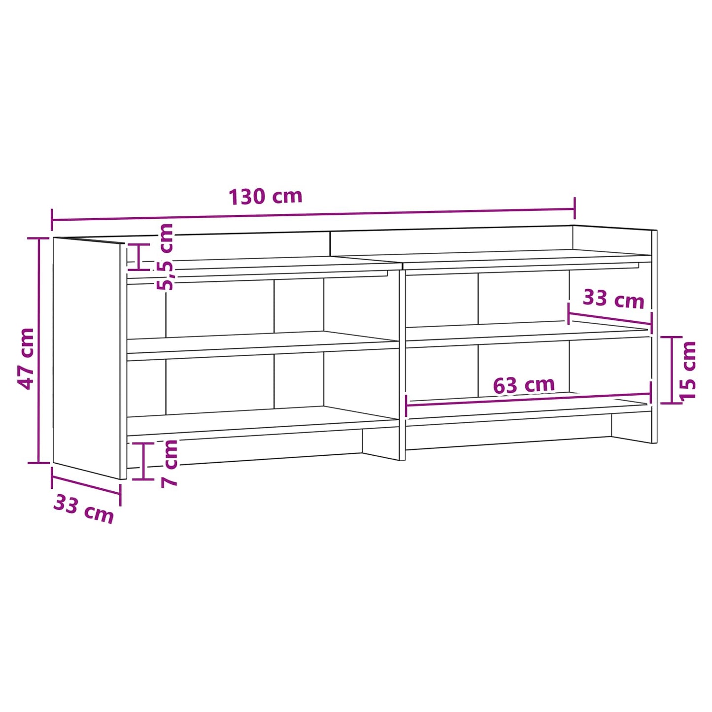 vidaXL Ντουλάπι TV 135 x 33 x 47 εκ. Γκρι Sonoma Επεξεργασμένο Ξύλο