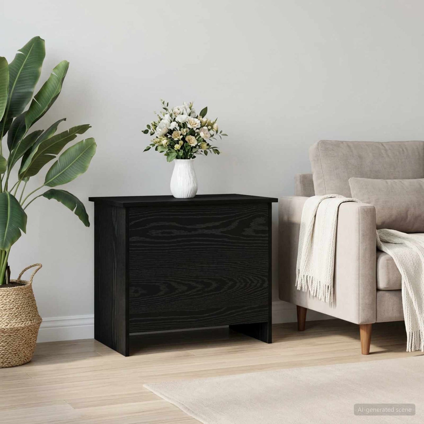 vidaXL Θήκη Αποθήκευσης Μαύρη Δρυς 60 x 40 x 50 cm Επεξεργασμένο Ξύλο