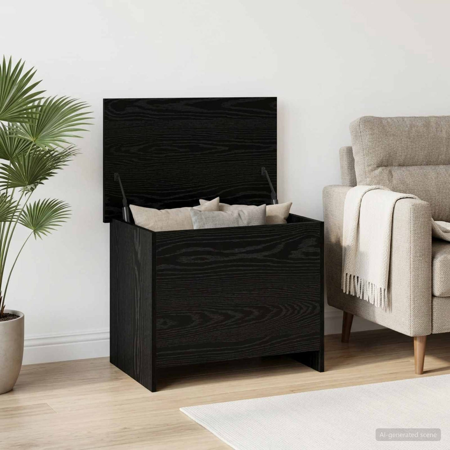 vidaXL Θήκη Αποθήκευσης Μαύρη Δρυς 60 x 40 x 50 cm Επεξεργασμένο Ξύλο