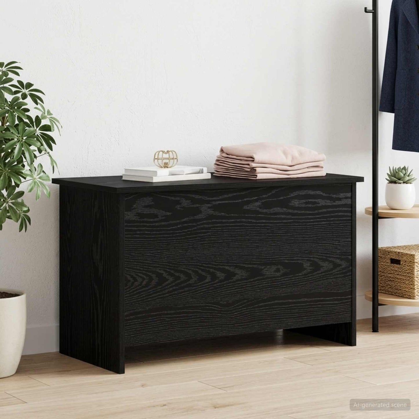 vidaXL Θήκη Αποθήκευσης Μαύρη Δρυς 80 x 40 x 50 cm Επεξεργασμένο Ξύλο