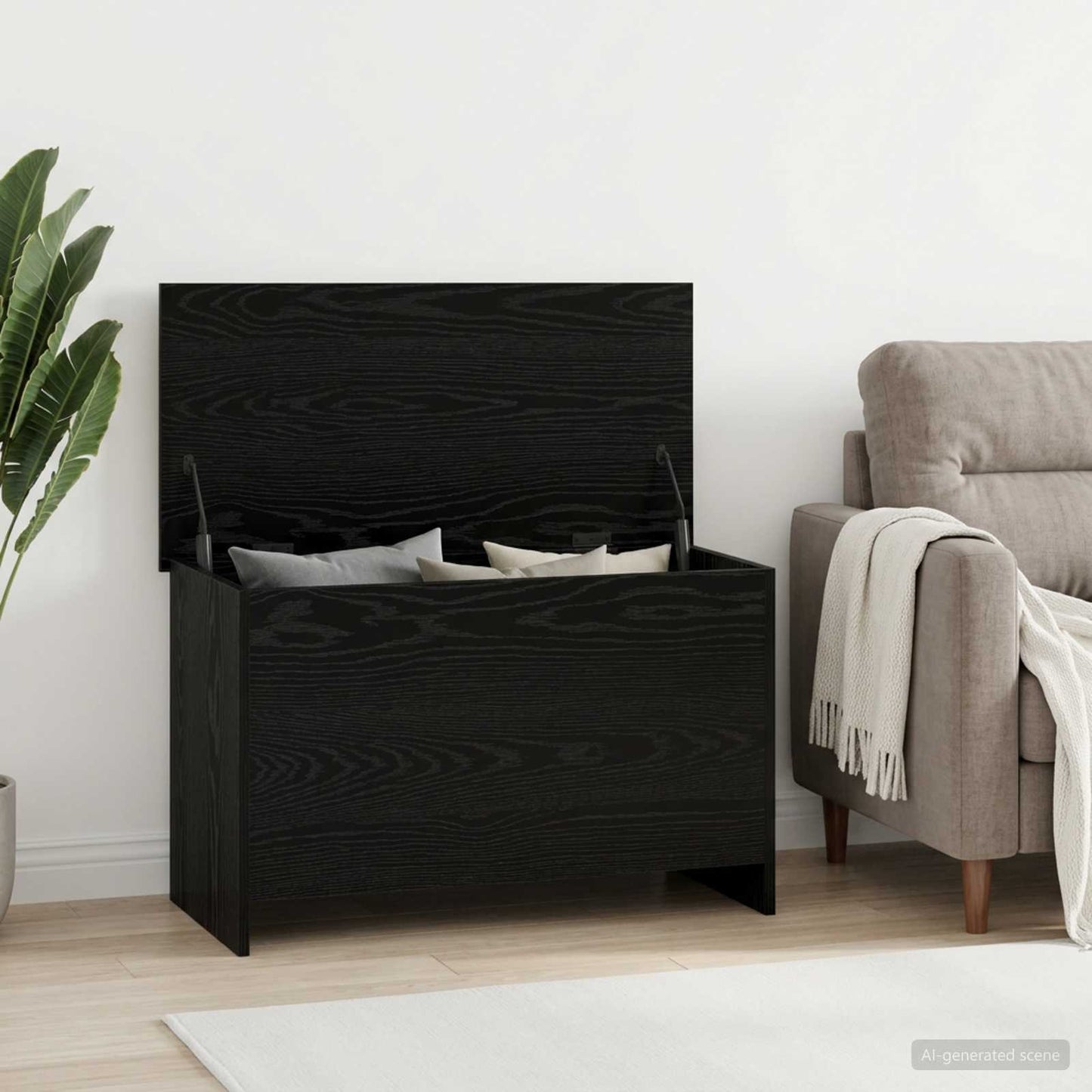 vidaXL Θήκη Αποθήκευσης Μαύρη Δρυς 80 x 40 x 50 cm Επεξεργασμένο Ξύλο