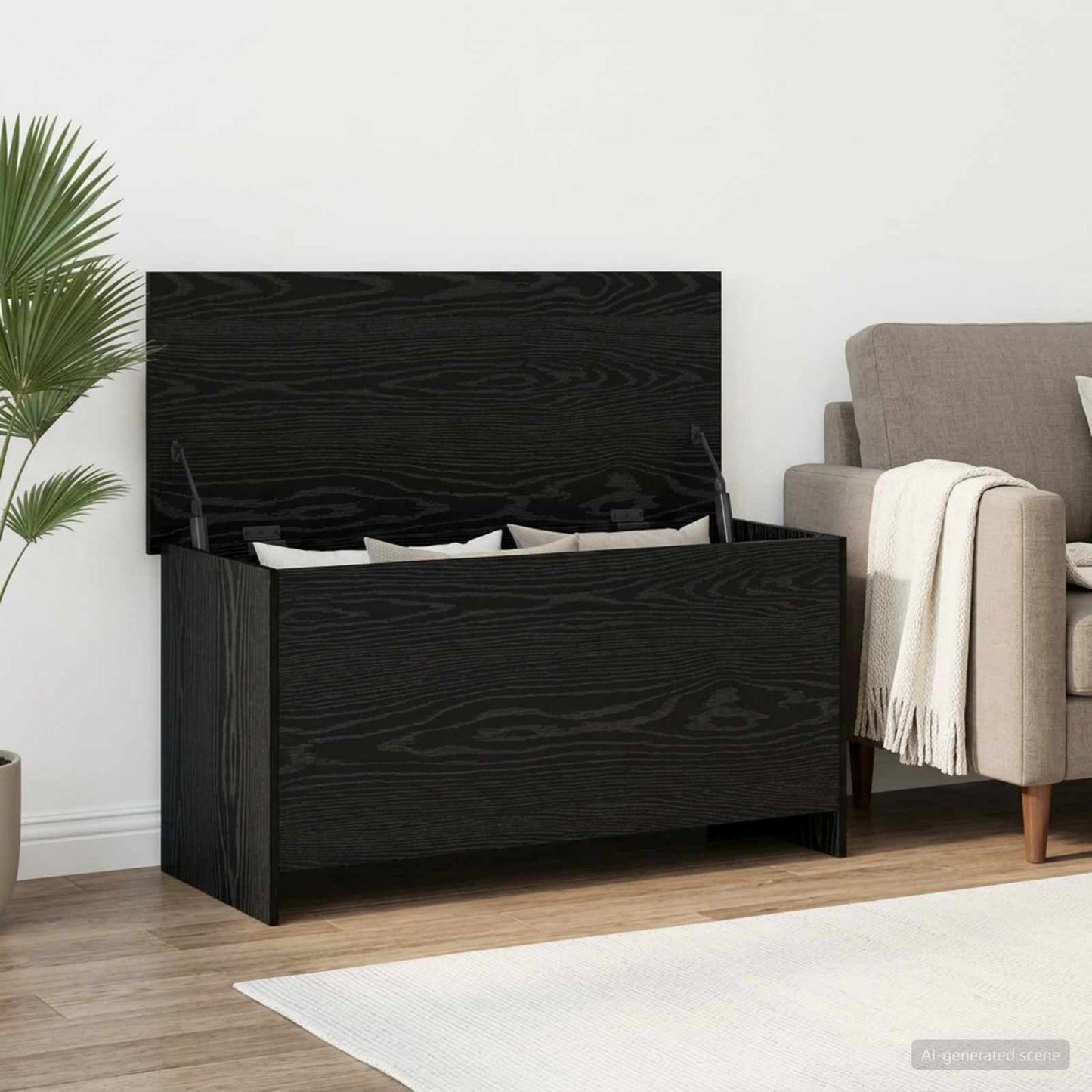 vidaXL Θήκη Αποθήκευσης Μαύρη Δρυς 100 x 40 x 50 cm Επεξεργασμένο Ξύλο
