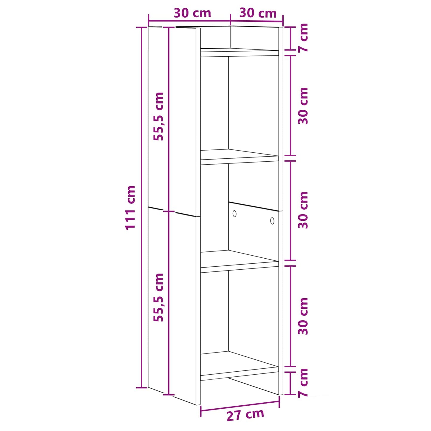 vidaXL Βιβλιοθήκη Καπνισμένο Ξύλο Δρυός 30 x 30 x 111 εκ