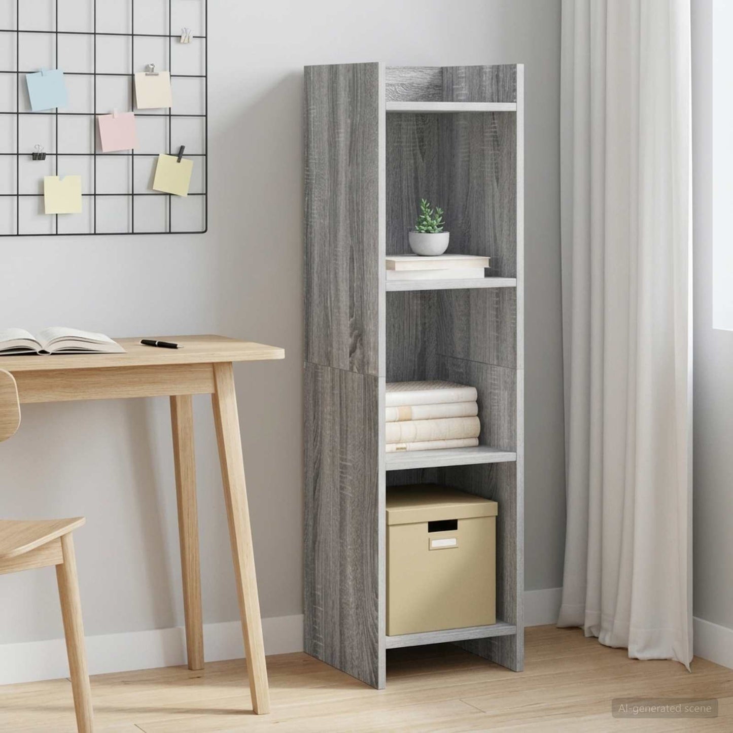 vidaXL Βιβλιοθήκη Γκρι Sonoma 30 x 30 x 111 εκ Επεξεργασμένο Ξύλο