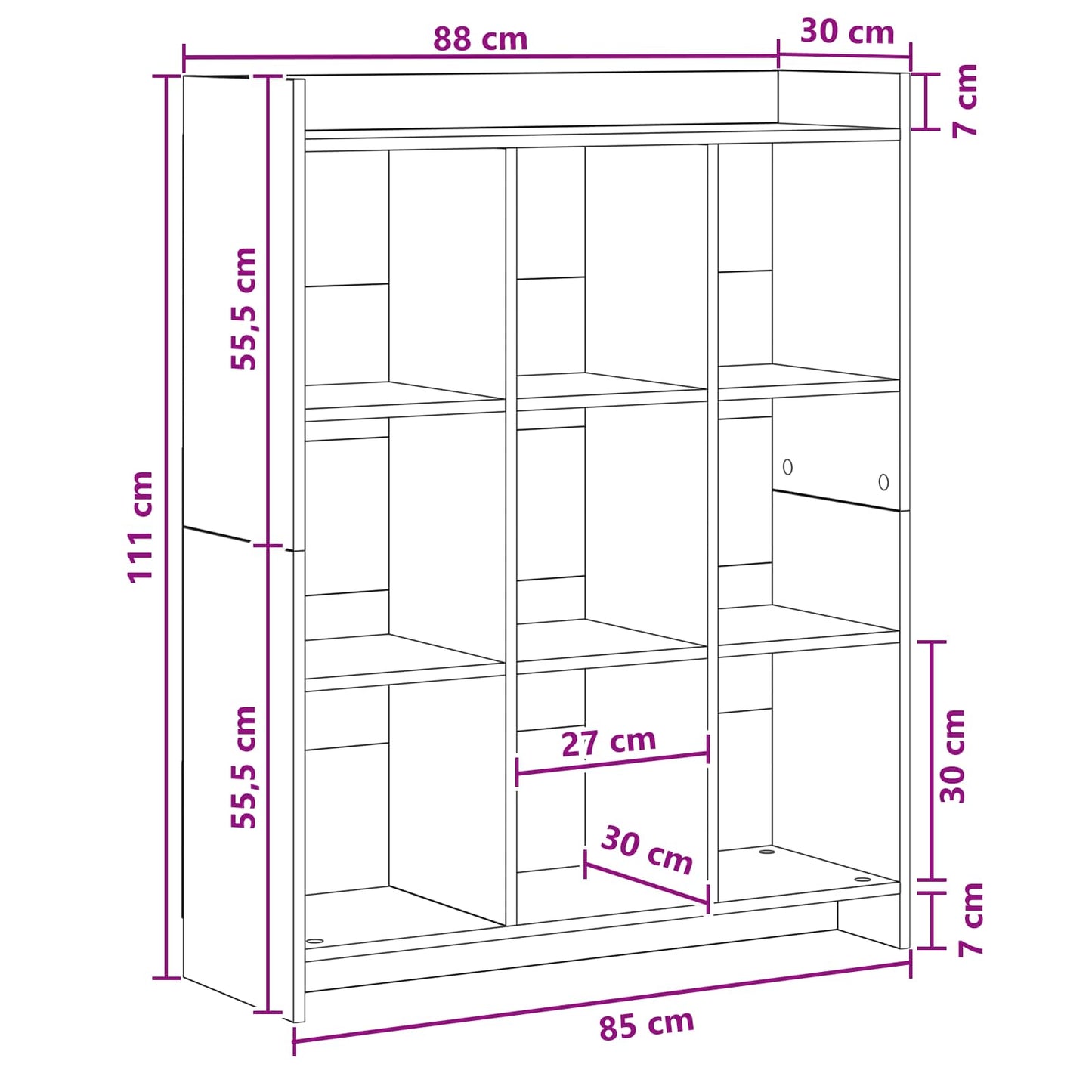 vidaXL Βιβλιοθήκη Παλαιωμένο ξύλο 87,5 x 30 x 111 εκ