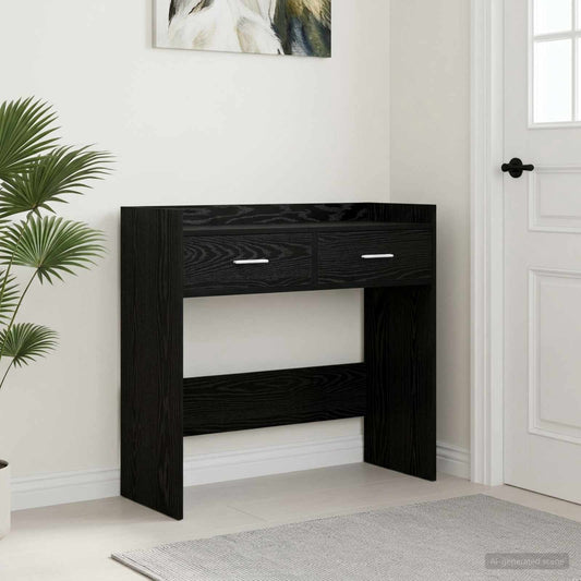 vidaXL Τραπέζι κονσόλας Μαύρη Δρυς 90 x 35 x 80 εκ Επεξεργασμένο Ξύλο
