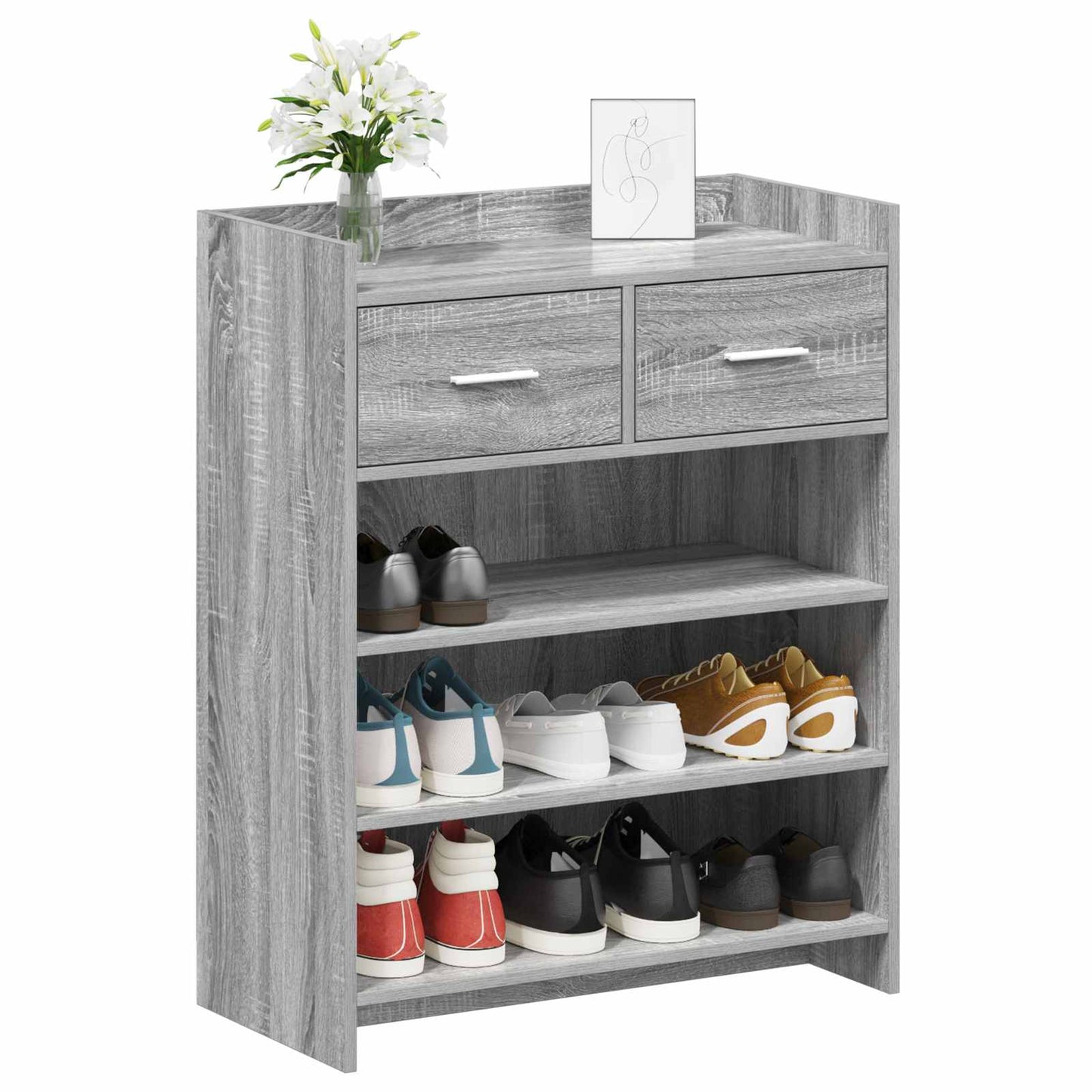 vidaXL Ντουλάπα Παπουτσιών με συρτάρι Γκρι Sonoma 73,5 x 36 x 92 εκ