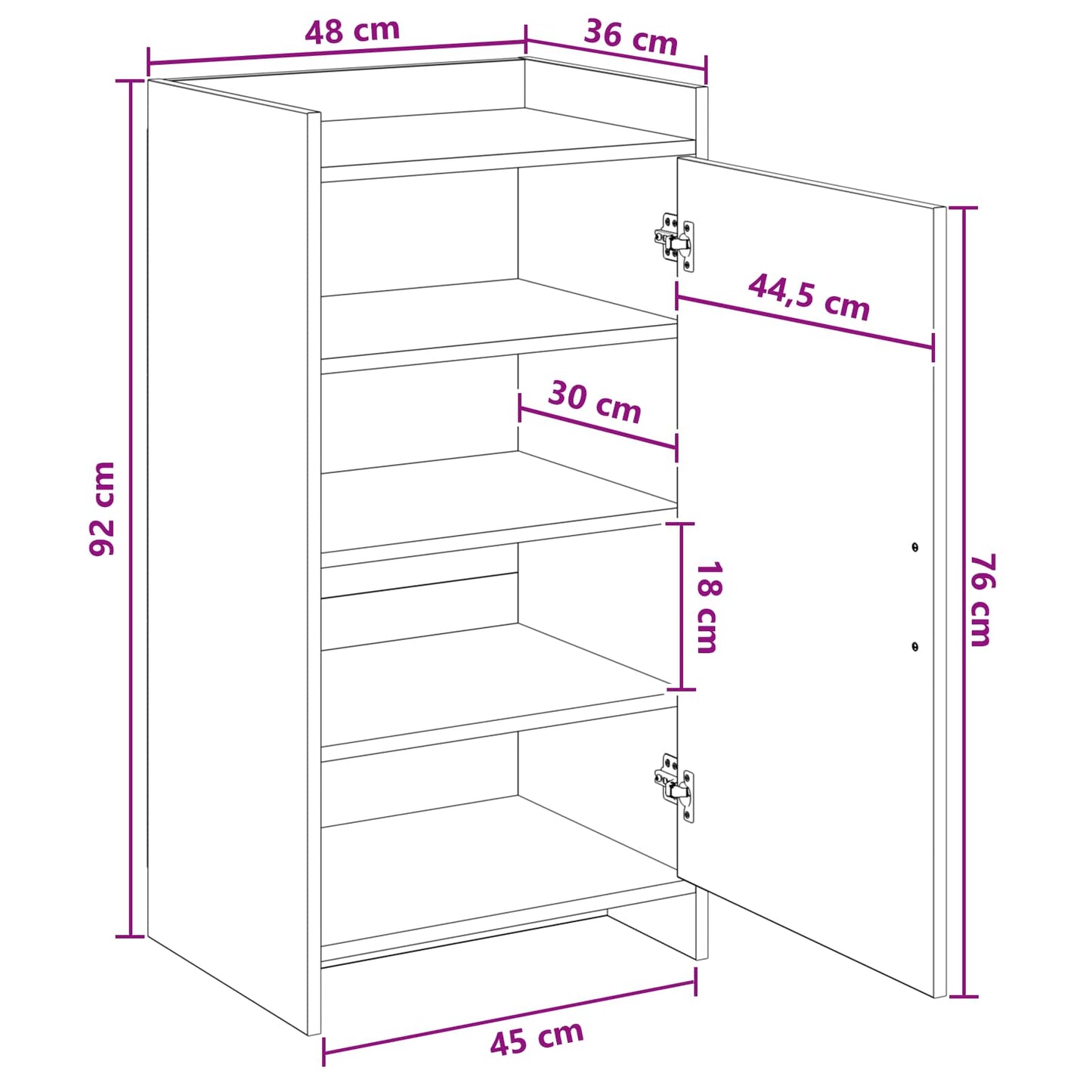 vidaXL Ντουλάπα Παπουτσιών με αποθήκευση Γκρι Sonoma 48 x 36 x 92 εκ