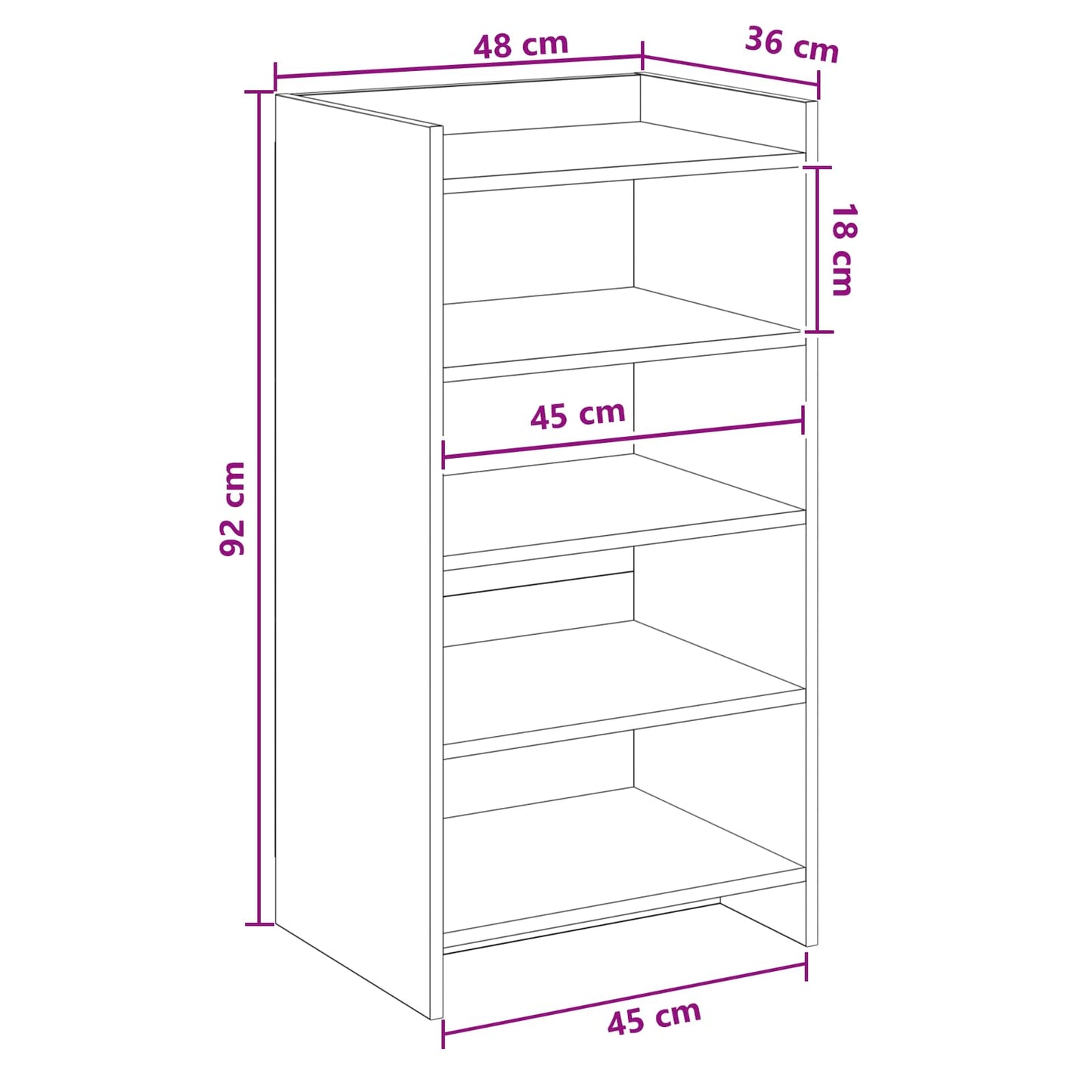 vidaXL Ντουλάπα Παπουτσιών Λευκό 48 x 36 x 92 εκ Επεξεργασμένο Ξύλο