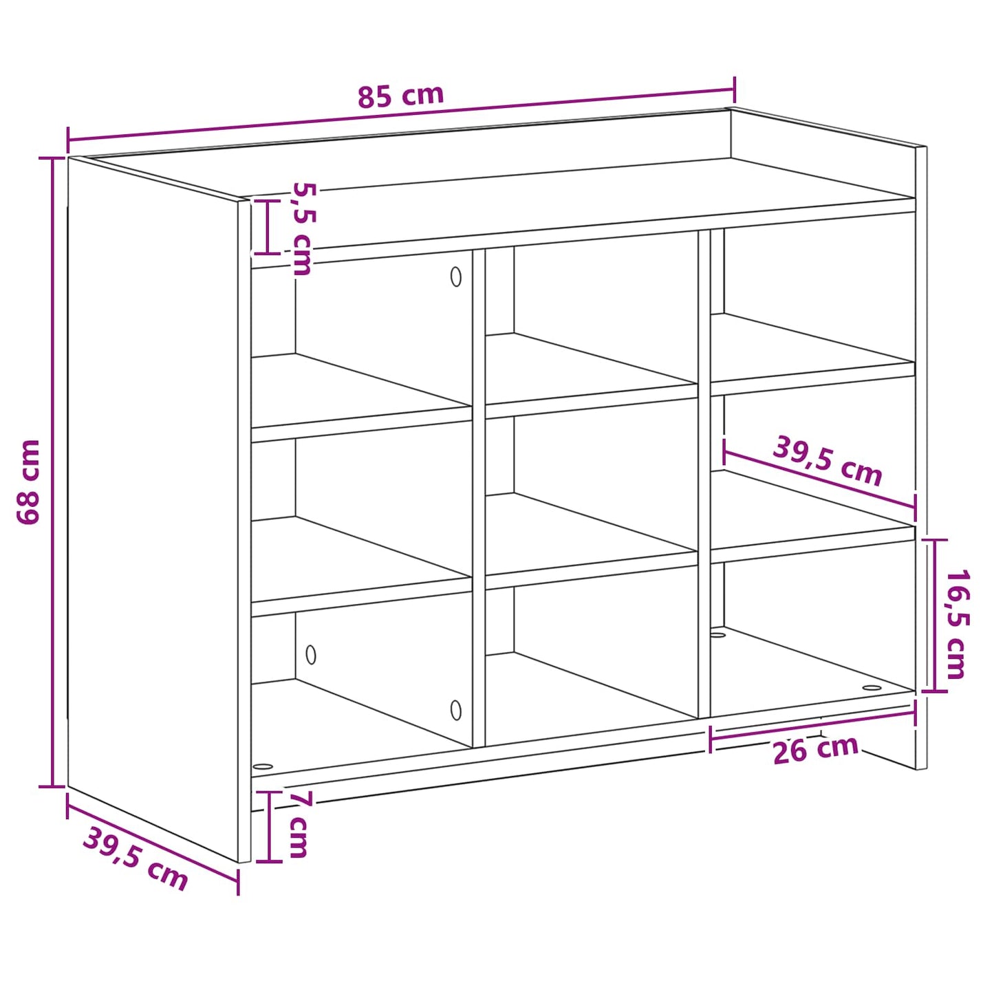 vidaXL Ντουλάπα Παπουτσιών Γκρι Σκυροδέματος 85 x 39,5 x 70 εκ.