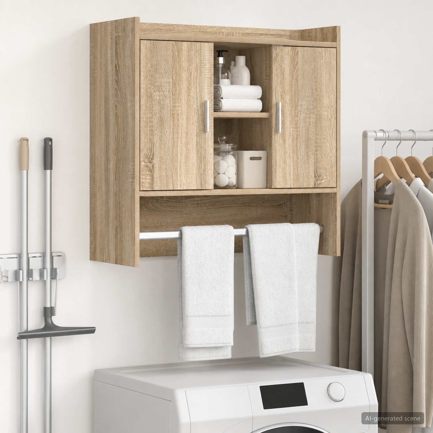 vidaXL Ράφι Τοίχου Επιτοίχιο Sonoma Δρυς 80 x 36 x 80 εκ