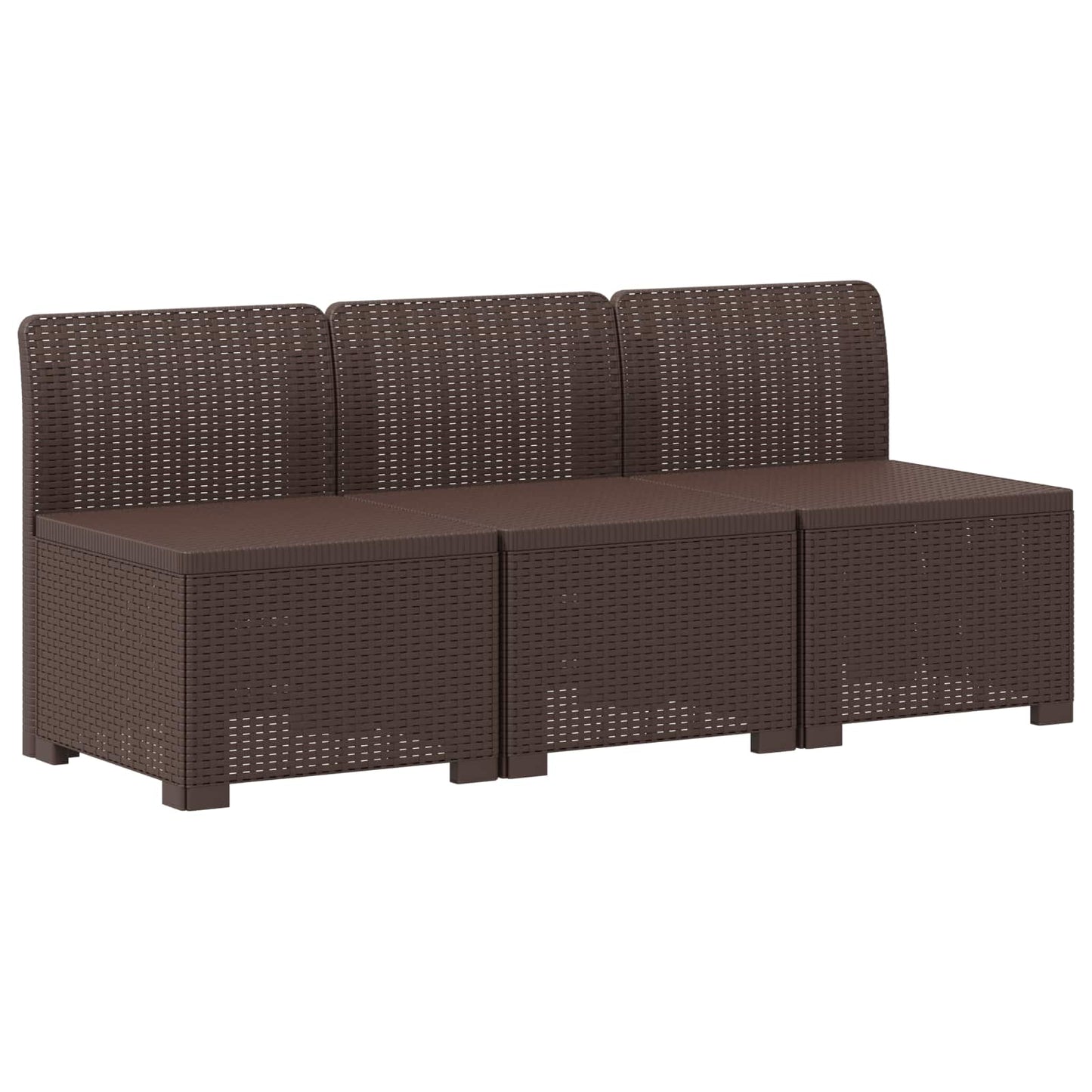 vidaXL Καναπές Κήπου 3 Θέσεων με Μαξιλάρια Ρατάν PP Καφέ