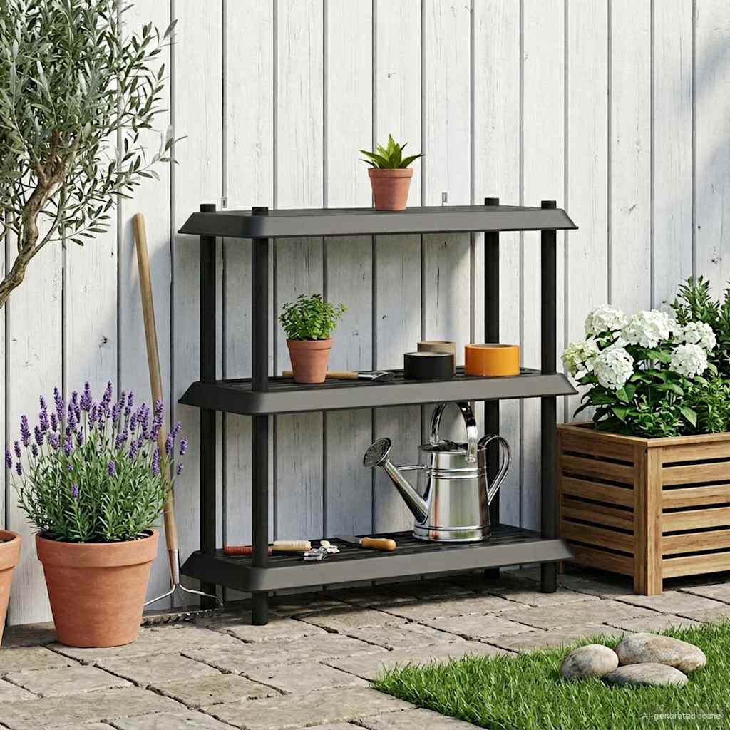 vidaXL Μονάδα Ραφιού 3 επίπεδα 100 x 40 x 96 εκ. PP Ανθρακί