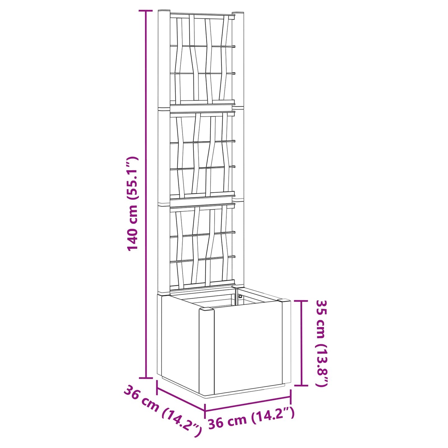 vidaXL Κηποτινάκι με Τρέλα Καφέ 36 x 36 x 140 εκ. PP