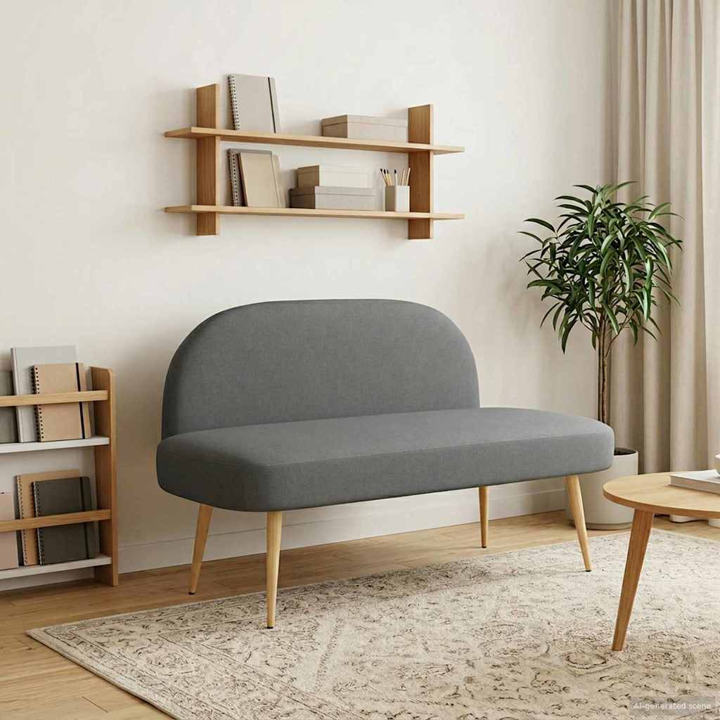 vidaXL Δερμάτινος Πάγκος με Πλάτη Σκούρο γκρι 110 x 60 x 76 cm