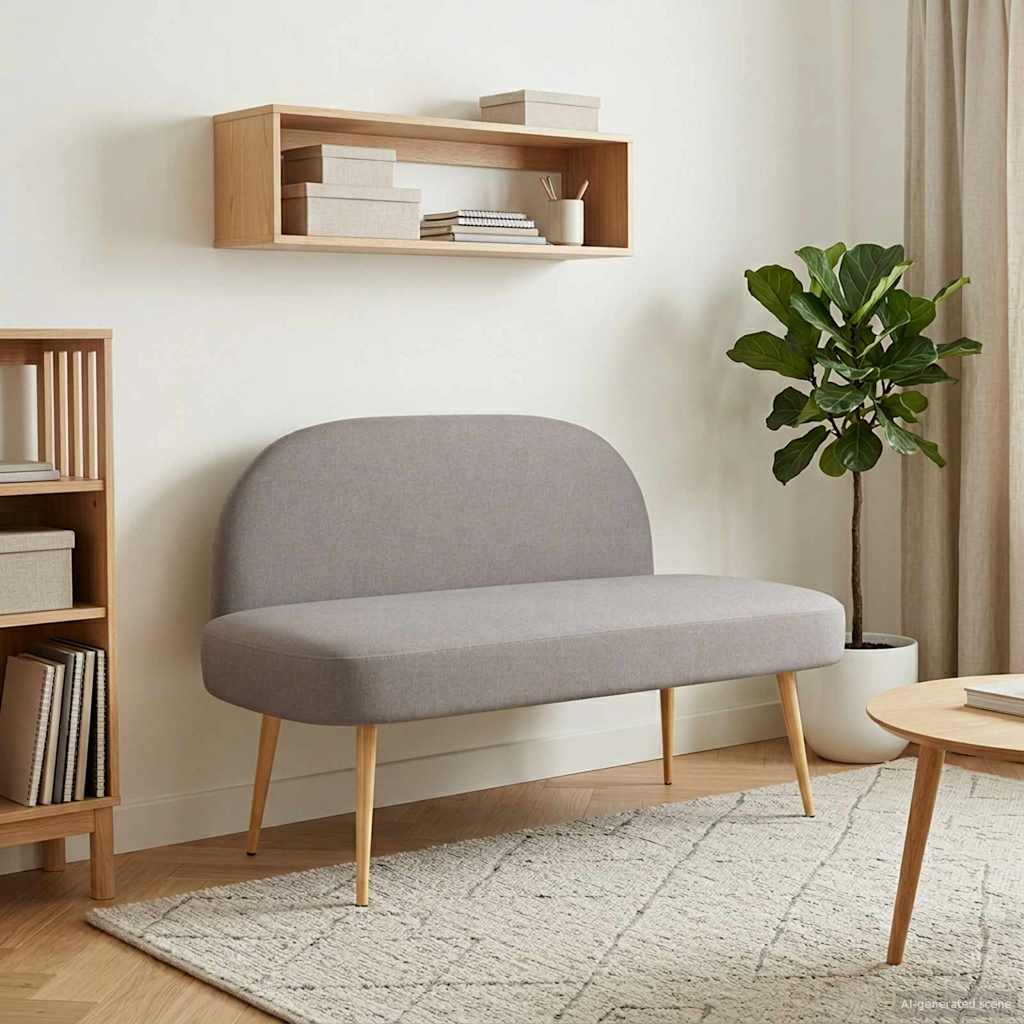 vidaXL Δερμάτινος Πάγκος με Πλάτη Taupe 110 x 60 x 76 cm Πολυεστέρας