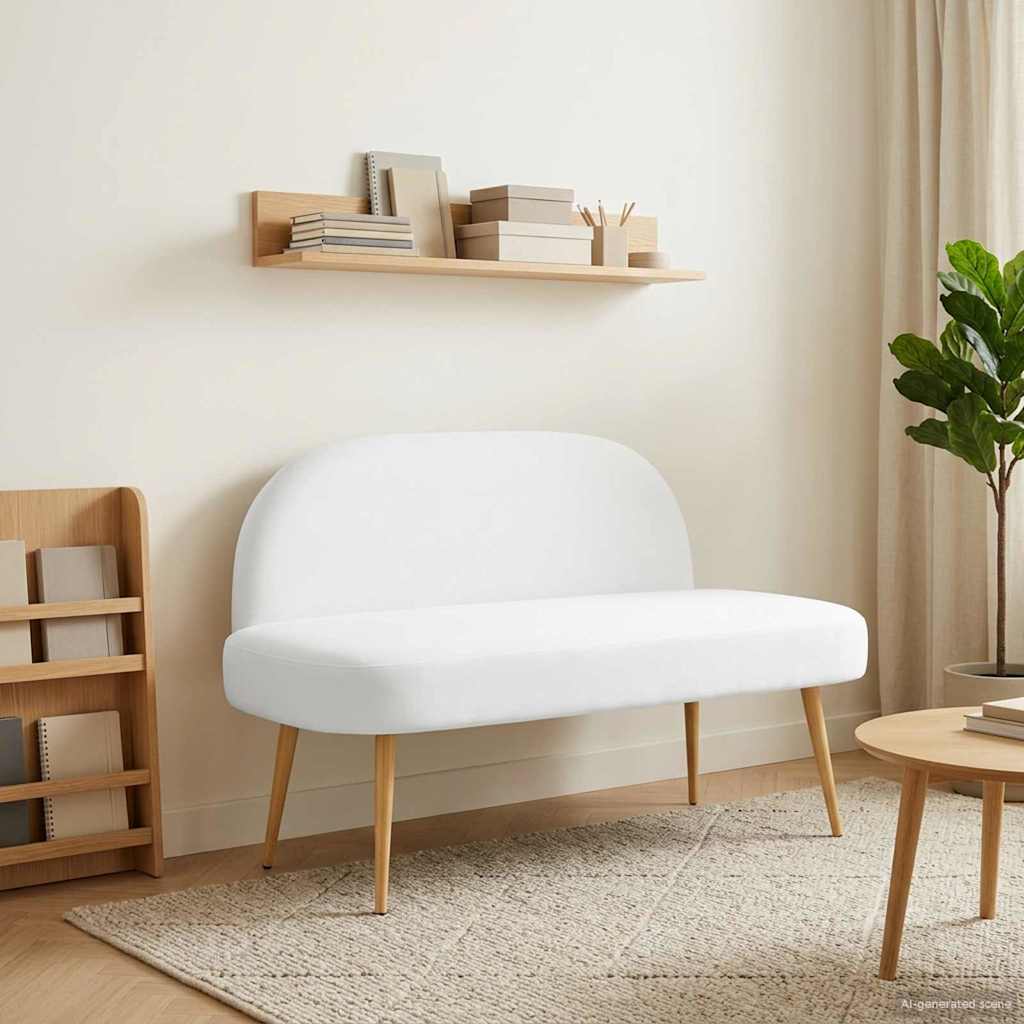 vidaXL Δερμάτινος Πάγκος με Πλάτη Λευκό 110 x 60 x 76 cm Πολυεστέρας