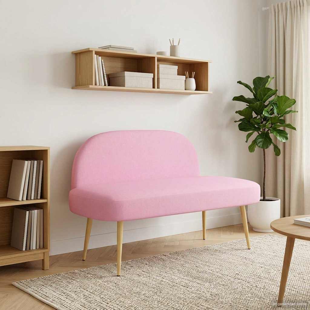 vidaXL Δερμάτινος Πάγκος με Πλάτη Ροζ 110 x 60 x 76 cm Πολυεστέρας