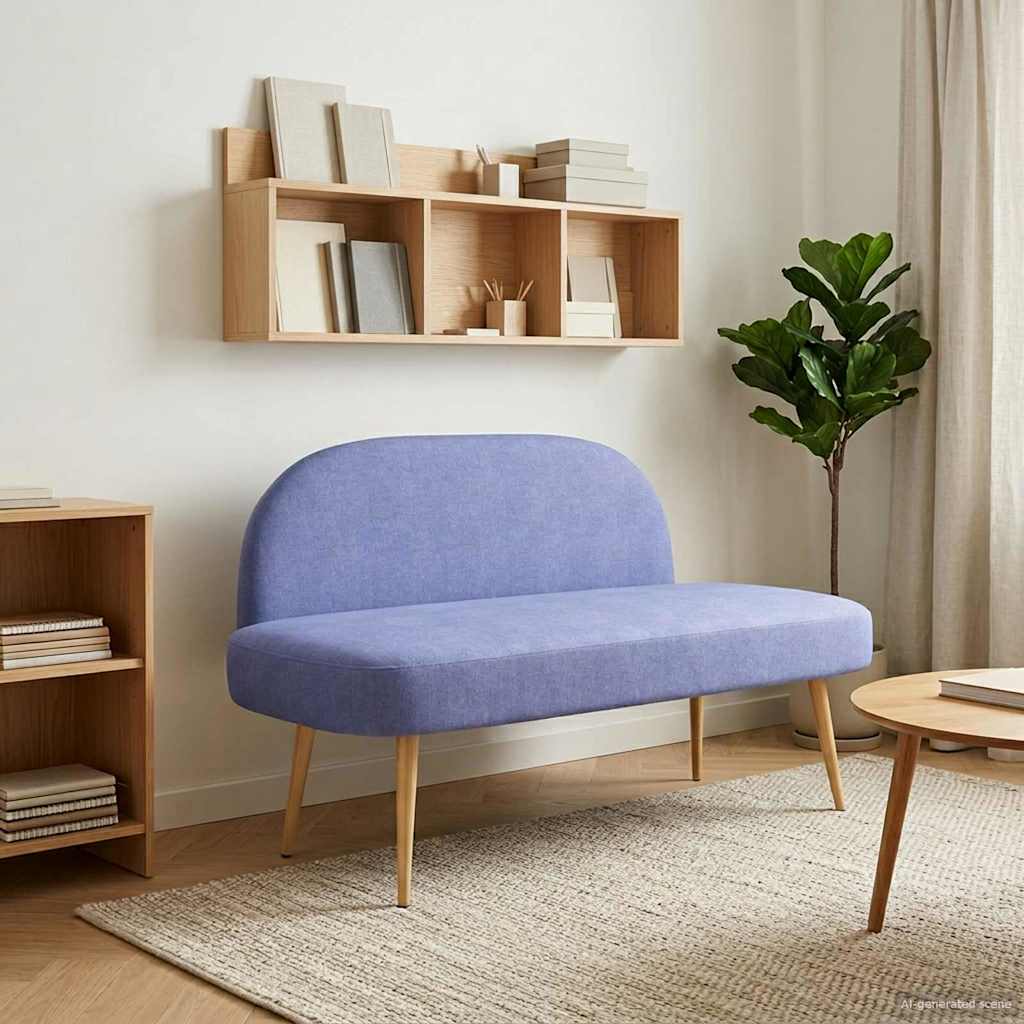 vidaXL Δερμάτινος Πάγκος με Πλάτη Μπλε τζιν 110 x 60 x 76 cm
