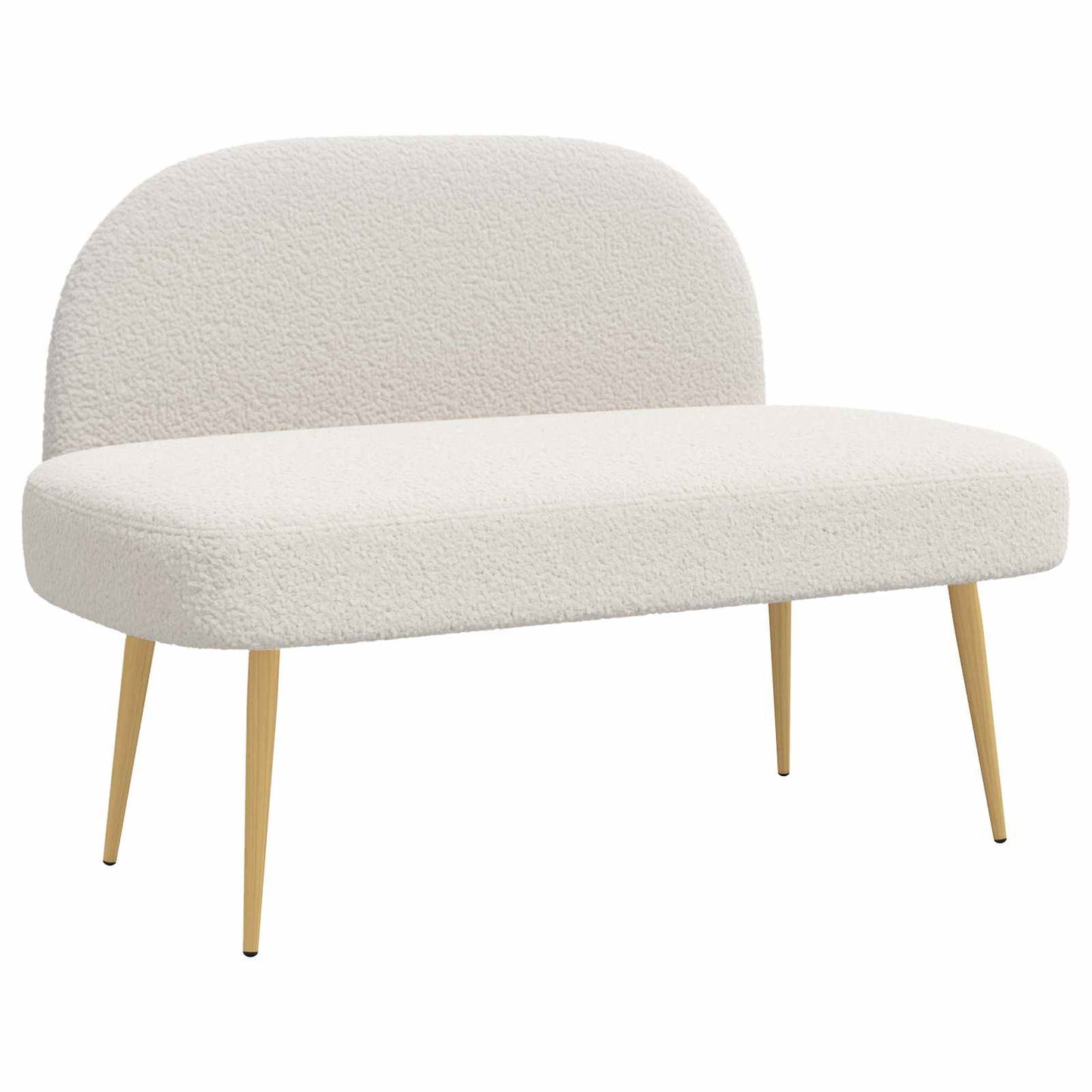 vidaXL Δερμάτινος Πάγκος με Πλάτη Κρεμ 110 x 60 x 76 cm Μπουκλέ