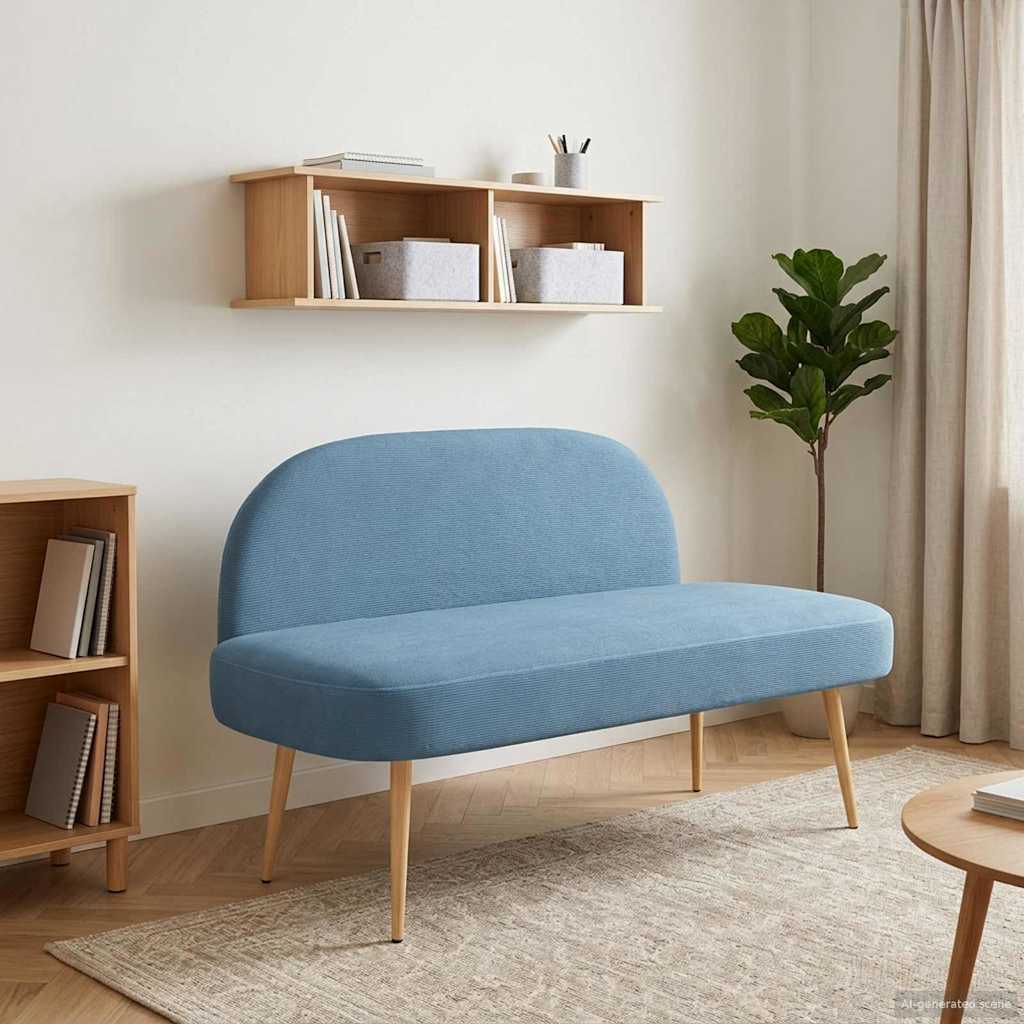 vidaXL Δερμάτινος Πάγκος με Πλάτη Μπλε 110 x 60 x 76 cm