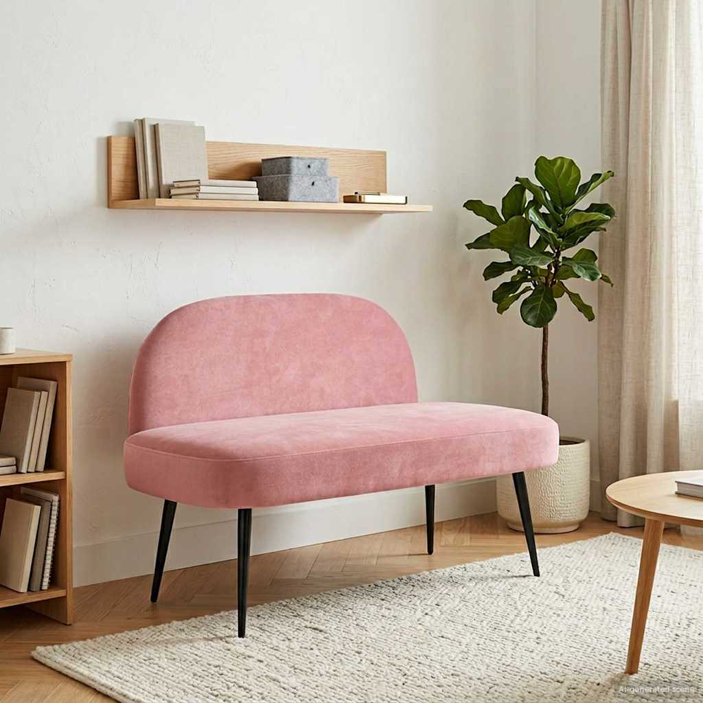 vidaXL Δερμάτινος Πάγκος με Πλάτη Ροζ 110 x 60 x 76 cm Βελούδο