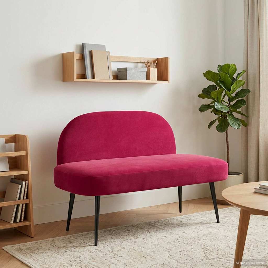 vidaXL Δερμάτινος Πάγκος με Πλάτη Μπορντό 110 x 60 x 76 cm Βελούδο
