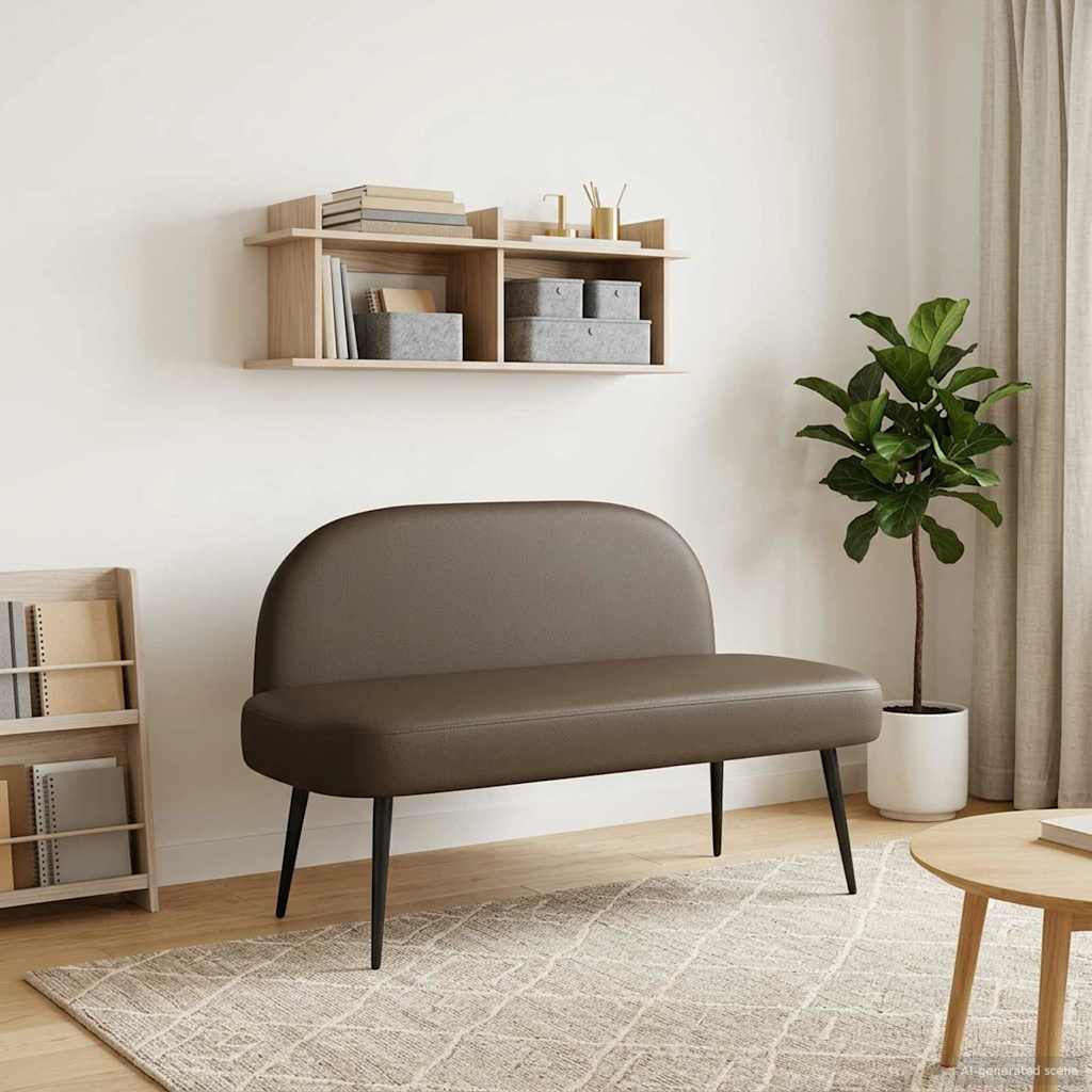 vidaXL Δερμάτινος Πάγκος με Πλάτη Γκρι 110 x 60 x 76 cm Τεχνητό Δέρμα