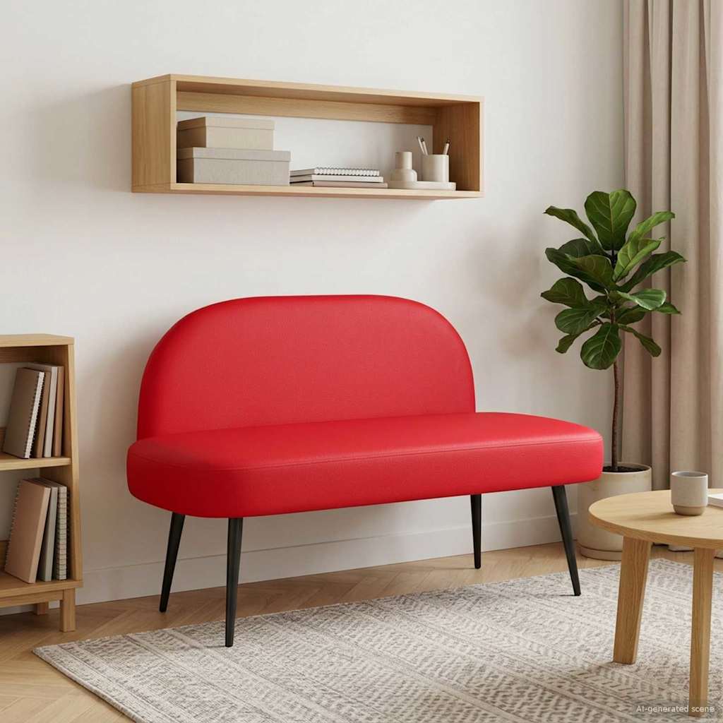vidaXL Δερμάτινος Πάγκος με Πλάτη Κόκκινο 110 x 60 x 76 cm