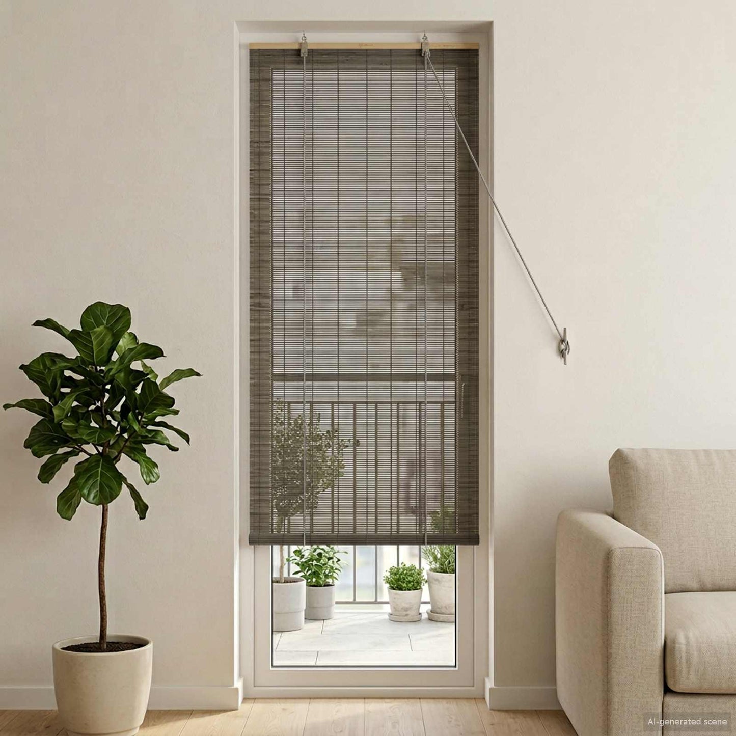 vidaXL Ρόλερ (στόρι) Γκρι 50 x 220 εκ Μπαμπού