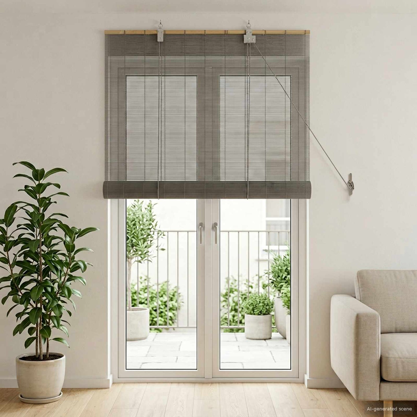 vidaXL Ρόλερ (στόρι) Γκρι 110 x 220 cm Μπαμπού