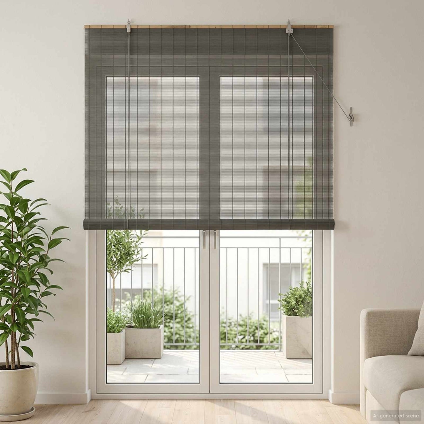 vidaXL Ρόλερ (στόρι) Γκρι 130 x 220 εκ Μπαμπού