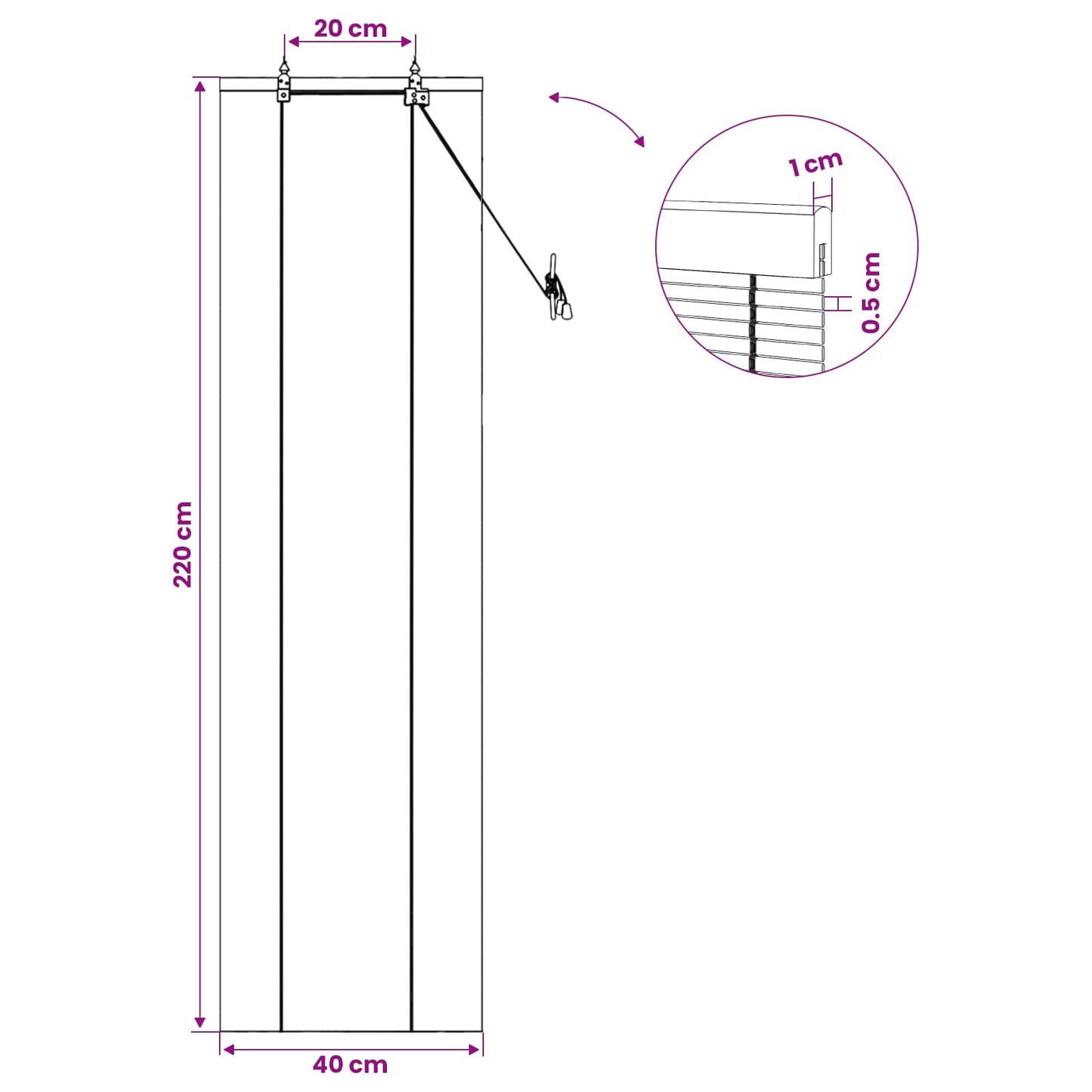 vidaXL Ρόλερ (στόρι) Καφέ 40 x 220 cm Μπαμπού