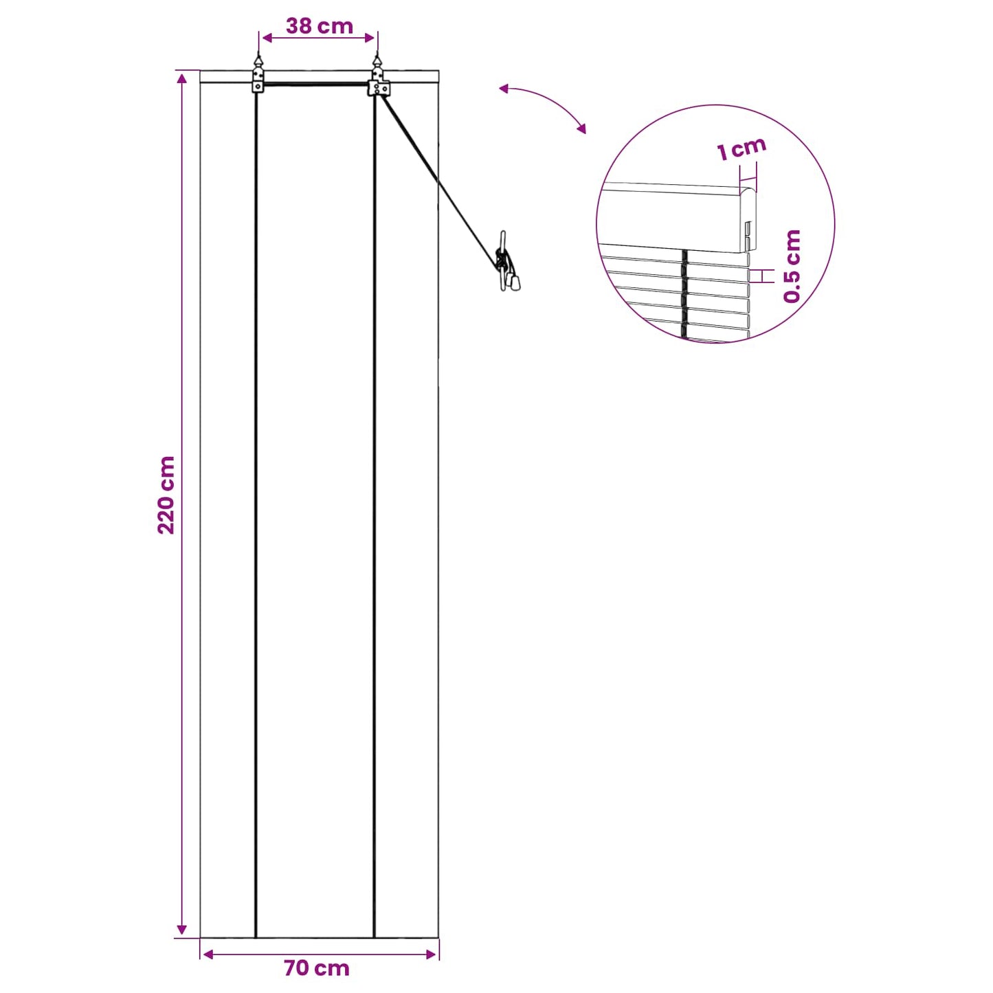 vidaXL Ρόλερ (στόρι) Καφέ 70 x 220 εκ Μπαμπού