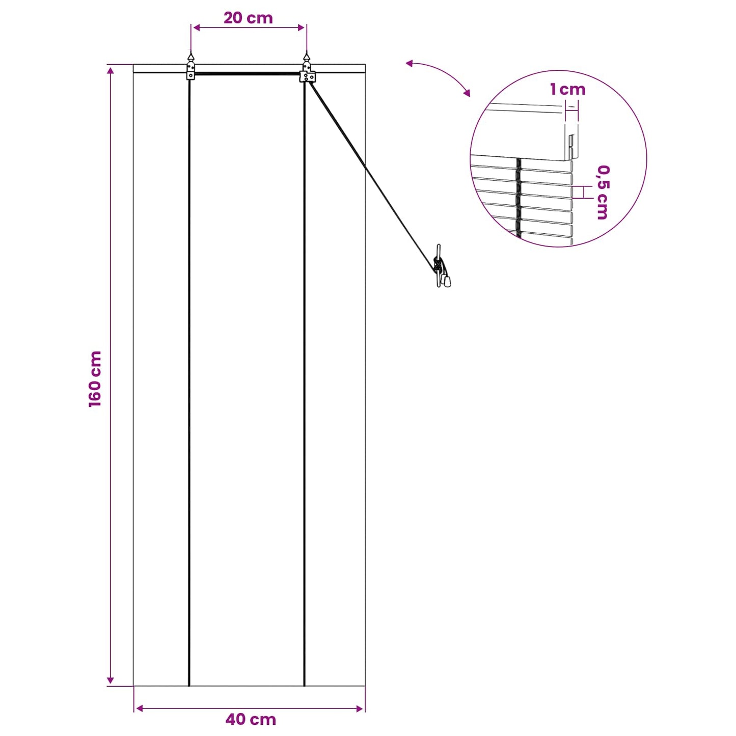 vidaXL Ρόλερ (στόρι) Φυσικό 40 x 160 cm Μπαμπού