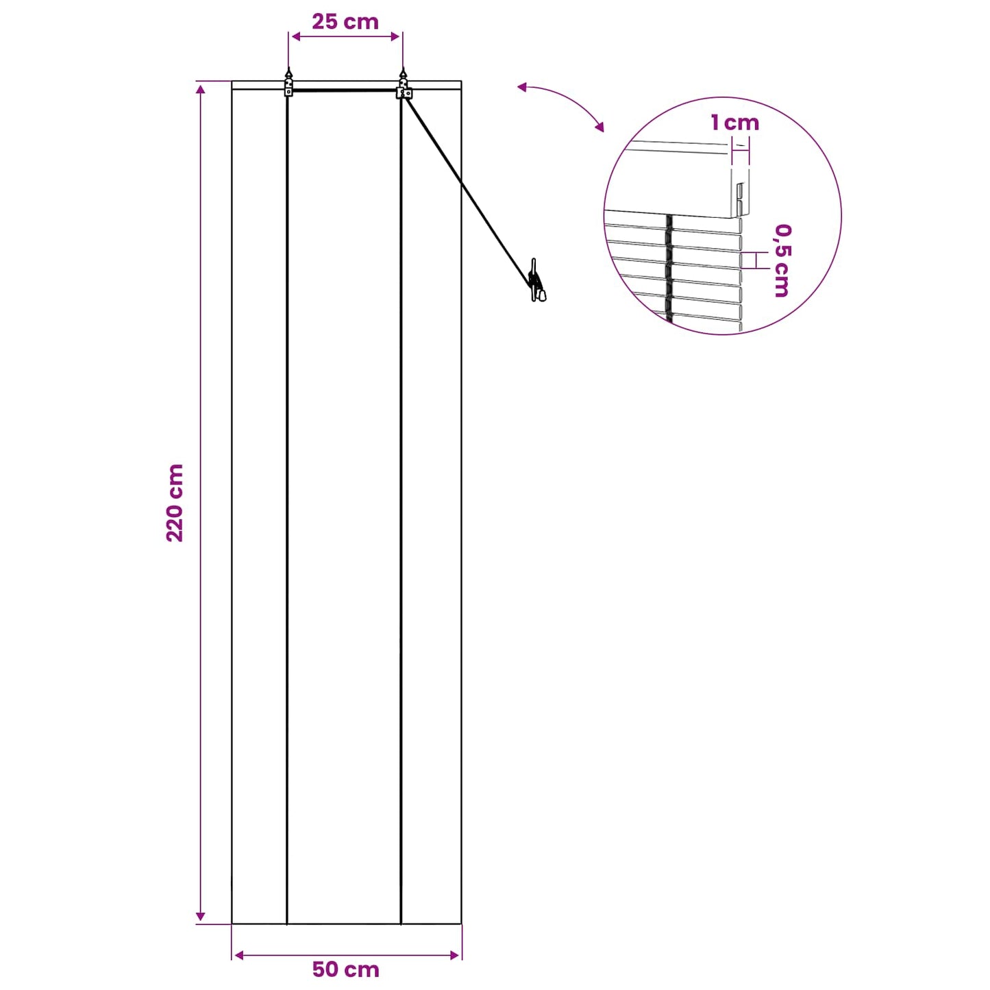 vidaXL Ρόλερ (στόρι) Φυσικό 50 x 220 εκ Μπαμπού
