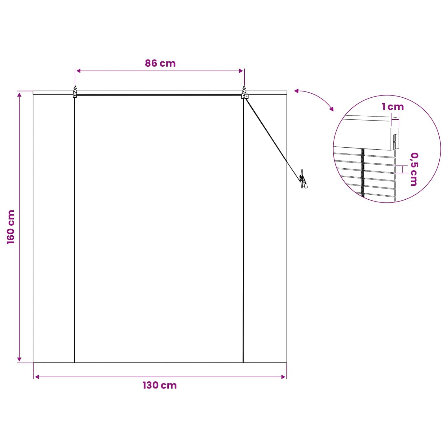vidaXL Ρόλερ (στόρι) Φυσικό 130 x 160 εκ Μπαμπού