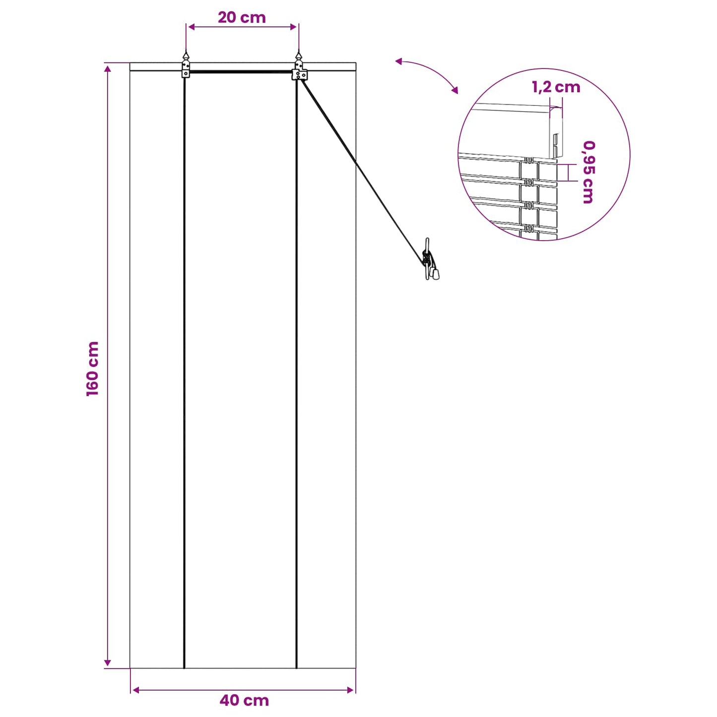 vidaXL Ρόλερ (στόρι) Φύση 40 x 160 cm Μπαμπού
