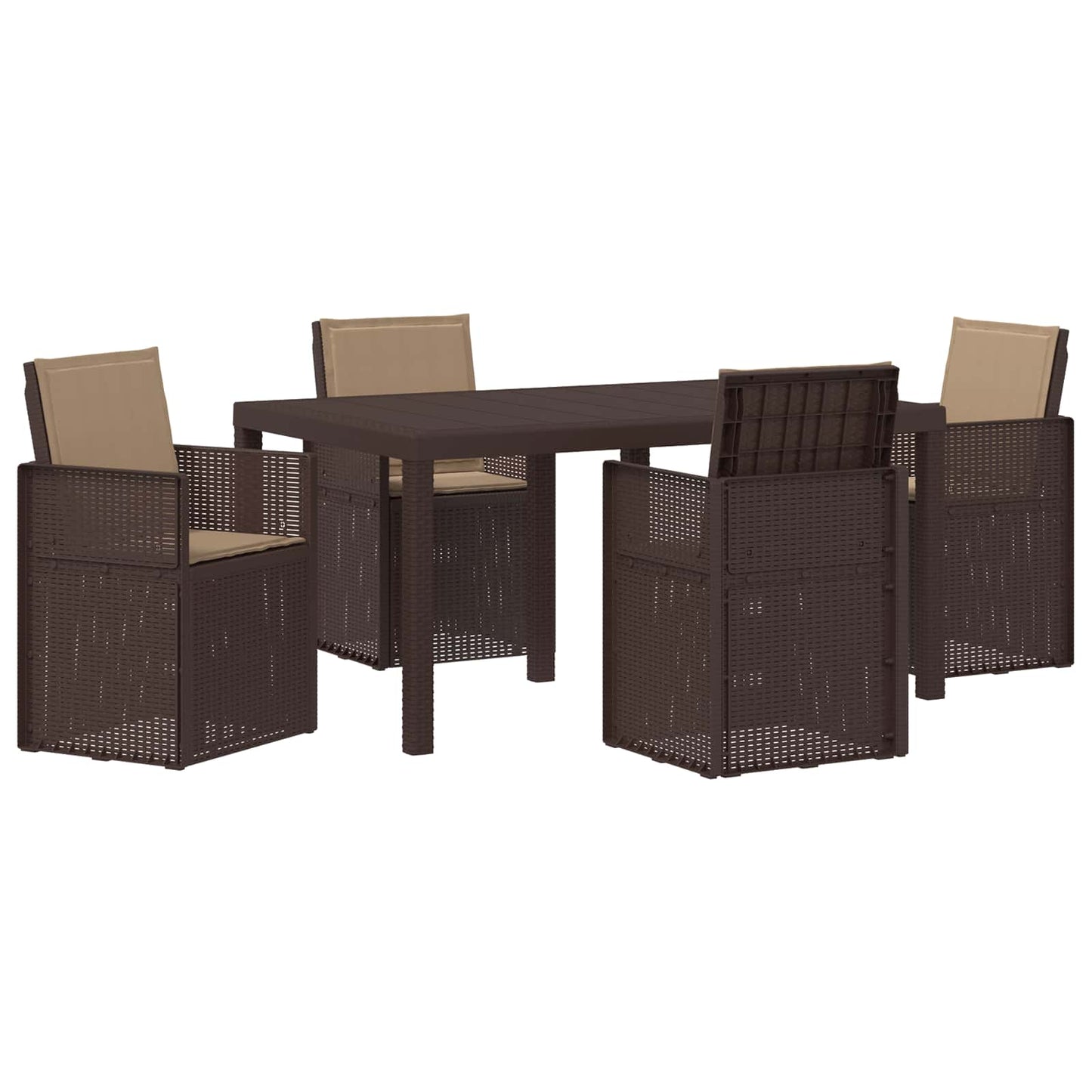 vidaXL Σέτ φαγητού για κήπο με μαξιλάρι 5 pcs Καφέ και Taupe PP