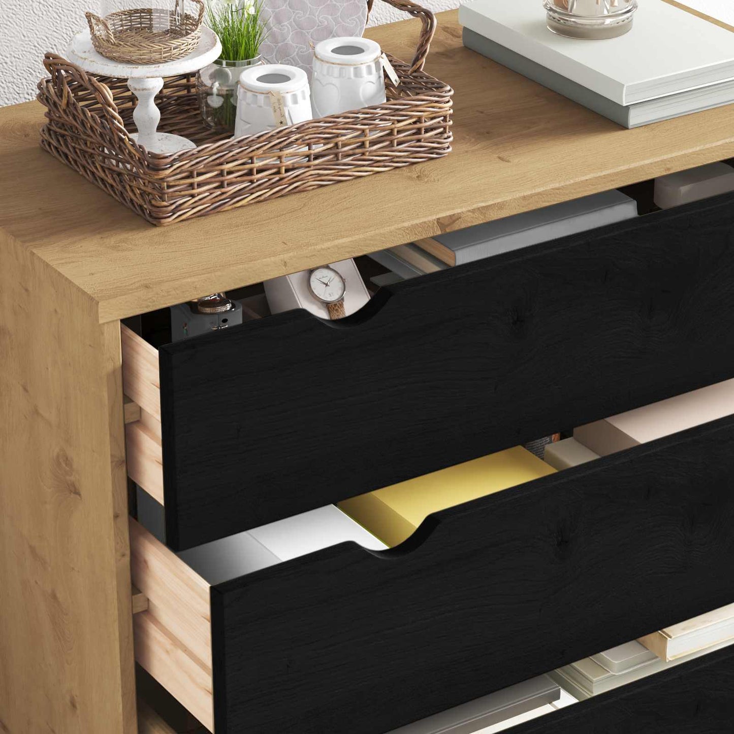 vidaXL Κουτί με συρτάρια με συρτάρι OTTA Μαύρο 76,5 x 39,5 x 90 εκ.