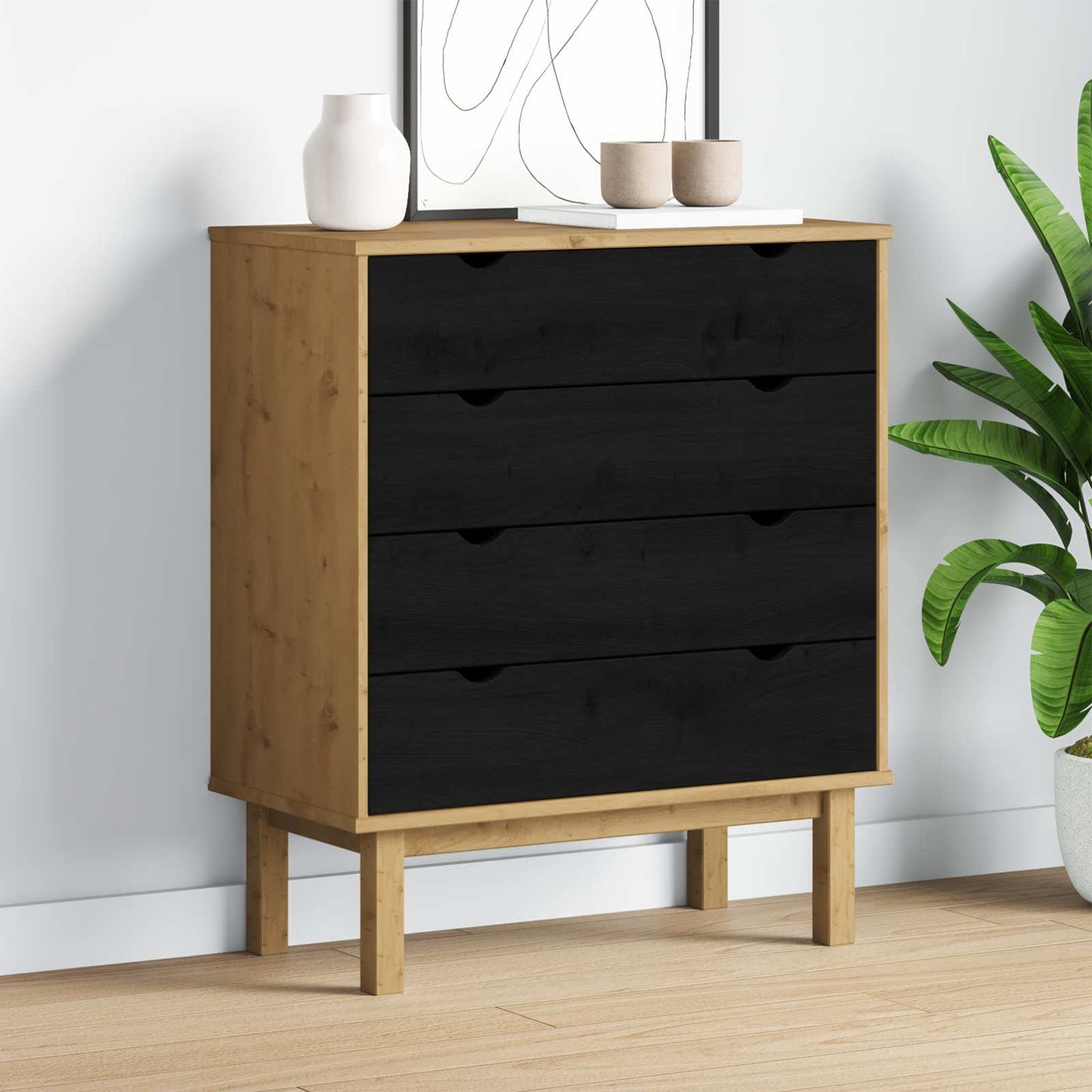 vidaXL Κουτί με συρτάρια με συρτάρι OTTA Μαύρο 76,5 x 39,5 x 90 εκ.