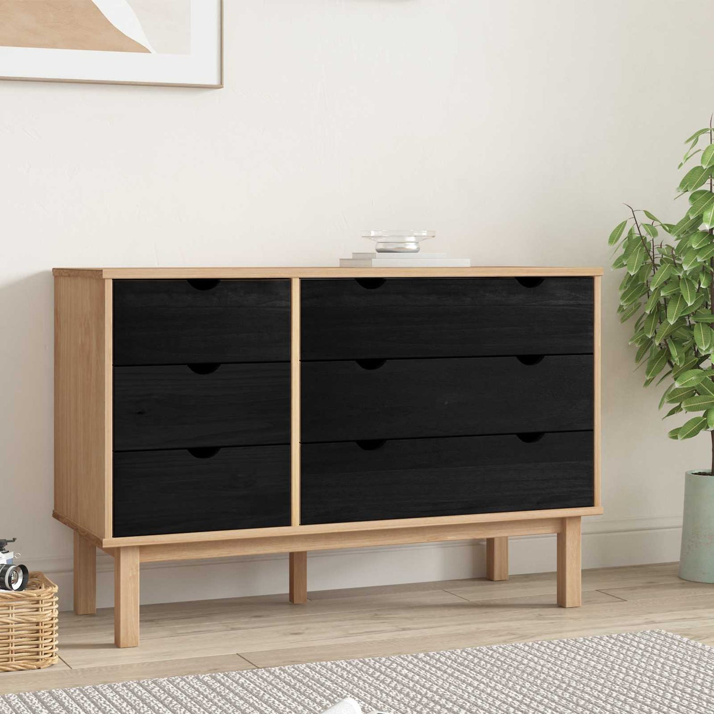 vidaXL Ντουλάπι με Συρτάρια με συρτάρι OTTA Μαύρο 111 x 43 x 73,5 εκ.
