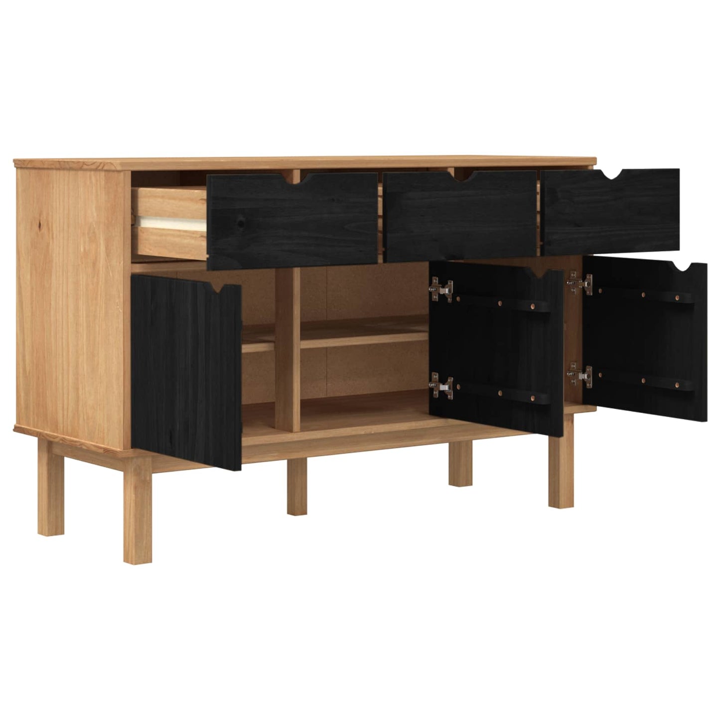 vidaXL Πλαϊνό γραφείο OTTA Καφέ και Μαύρο 114 x 43 x 73,5 εκ