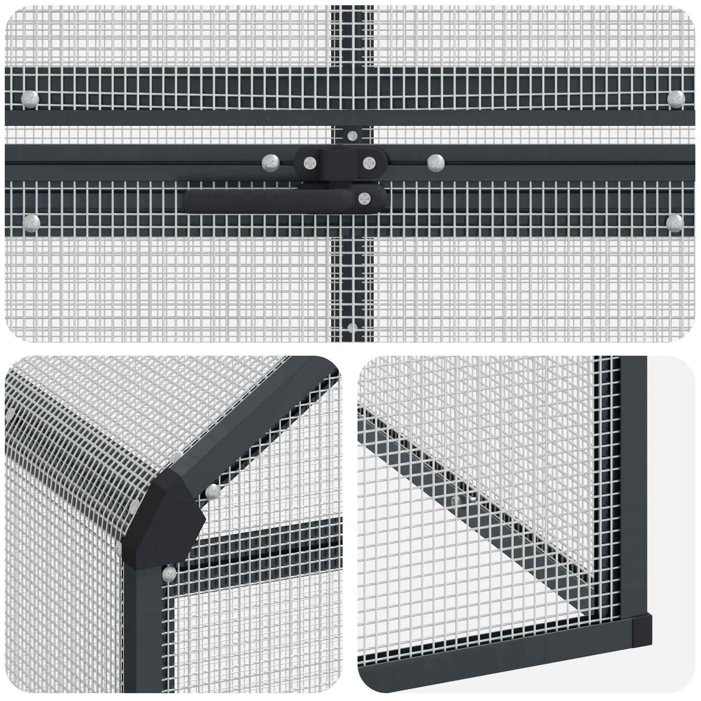 vidaXL Κλουβί Πουλιών Ανθρακί 181,5 x 221 x 173,5 εκ