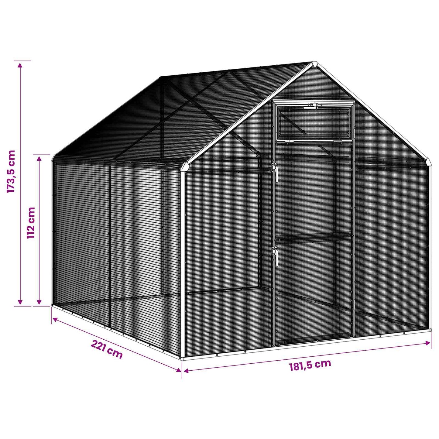 vidaXL Κλουβί Πουλιών Ανθρακί 181,5 x 221 x 173,5 εκ